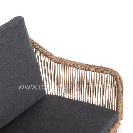 ΚΑΝΑΠΕΣ ΕΞ.ΧΩΡΟΥ BAFFIN HM6054.01 ΑΛΟΥΜΙΝΙΟ ΛΕΥΚΟ-ΣΥΝΘ.RATTAN ΜΠΕΖ-ΑΝΘΡΑΚΙ ΜΑΞΙΛΑΡΙΑ