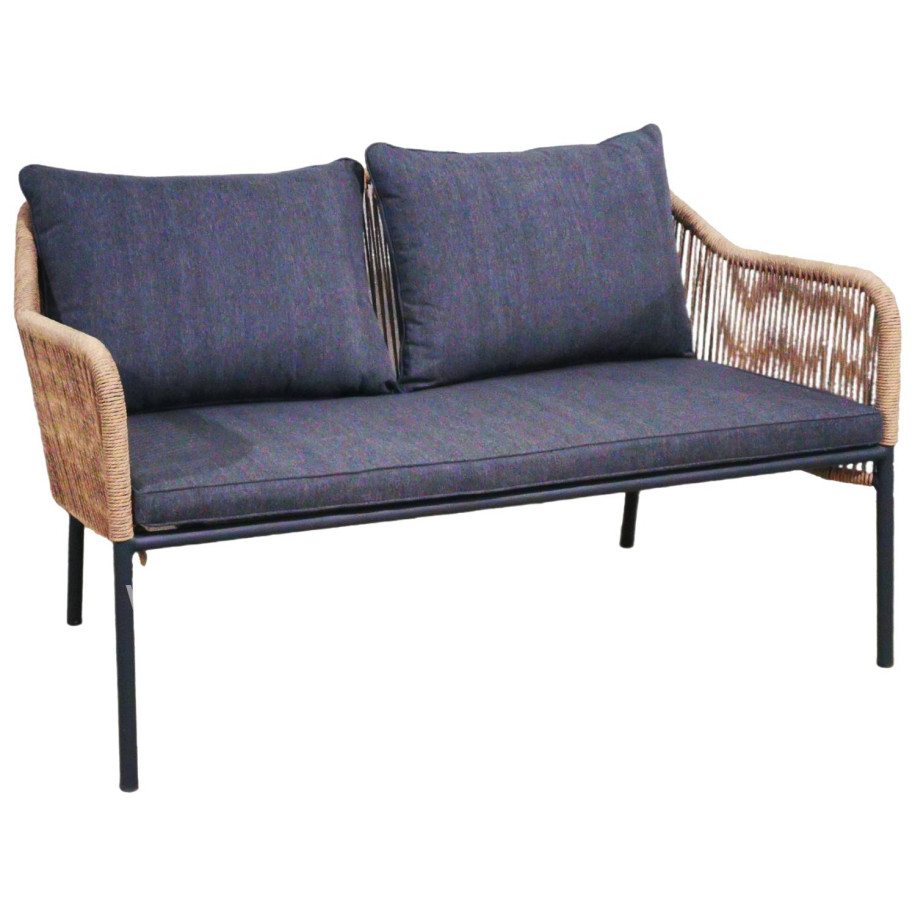 OUTDOOR 2-SEATER SOFA BAFFIN HM6054.03 ALUMINUM ANTHRACITE-PE RATTAN BEIGE-ANTHRACITE CUSHIONS