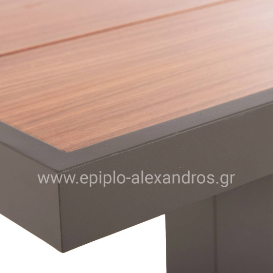 ΤΡΑΠΕΖΙ ΑΛΟΥΜΙΝΙΟΥ GOBAR HM6060.04 ΣΑΜΠΑΝΙ ΜΕ ΕΠΙΦΑΝΕΙΑ ΑΠΟΜΙΜΗΣΗΣ ΞΥΛΟΥ 240Χ105Χ75Υεκ.