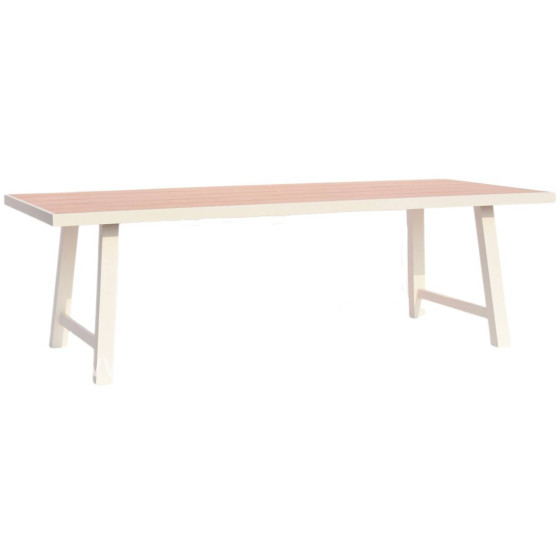 OUTDOOR ALUMINUM TABLE GOBAR HM6060.01 WHITE WITH WOOD-LIKE TABLETOP 240Χ105Χ75Hcm.
