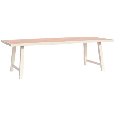 OUTDOOR ALUMINUM TABLE GOBAR HM6060.01 WHITE WITH WOOD-LIKE TABLETOP 240Χ105Χ75Hcm.