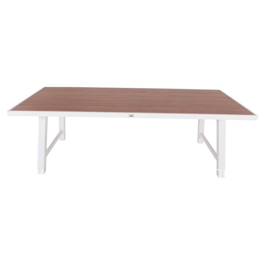 OUTDOOR ALUMINUM TABLE GOBAR HM6060.01 WHITE WITH WOOD-LIKE TABLETOP 240Χ105Χ75Hcm.