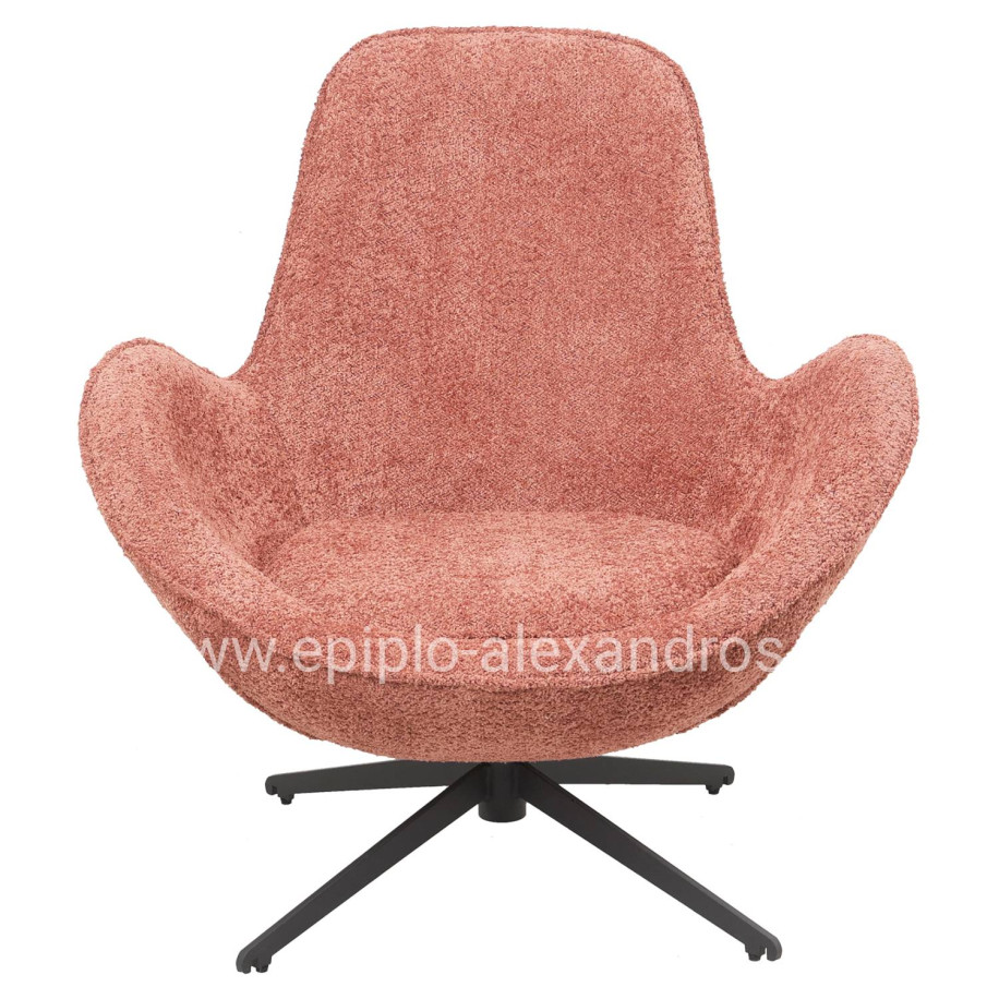 ARMCHAIR SWIVEL BRYNN HM9594.02 PINK BOUCLE FABRIC-BLACK METAL BASE 88x76x88Hcm.
