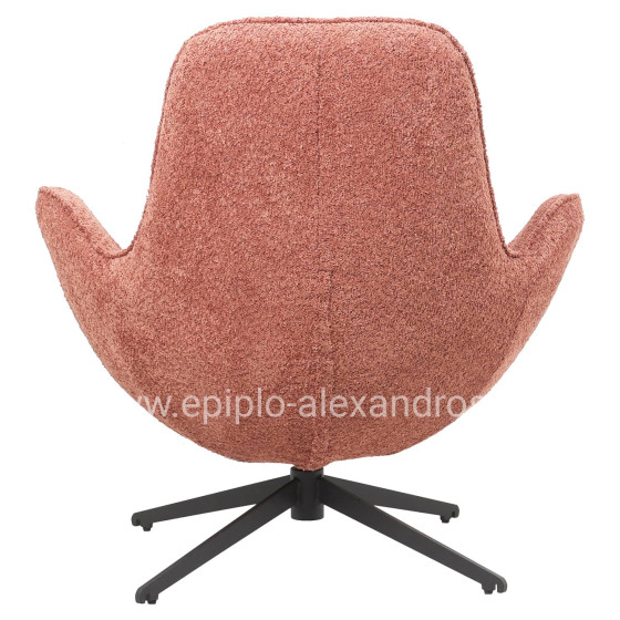 ARMCHAIR SWIVEL BRYNN HM9594.02 PINK BOUCLE FABRIC-BLACK METAL BASE 88x76x88Hcm.
