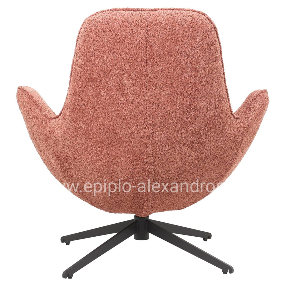 ARMCHAIR SWIVEL BRYNN HM9594.02 PINK BOUCLE FABRIC-BLACK METAL BASE 88x76x88Hcm.