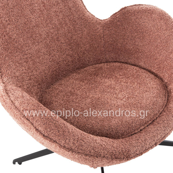 ARMCHAIR SWIVEL BRYNN HM9594.02 PINK BOUCLE FABRIC-BLACK METAL BASE 88x76x88Hcm.