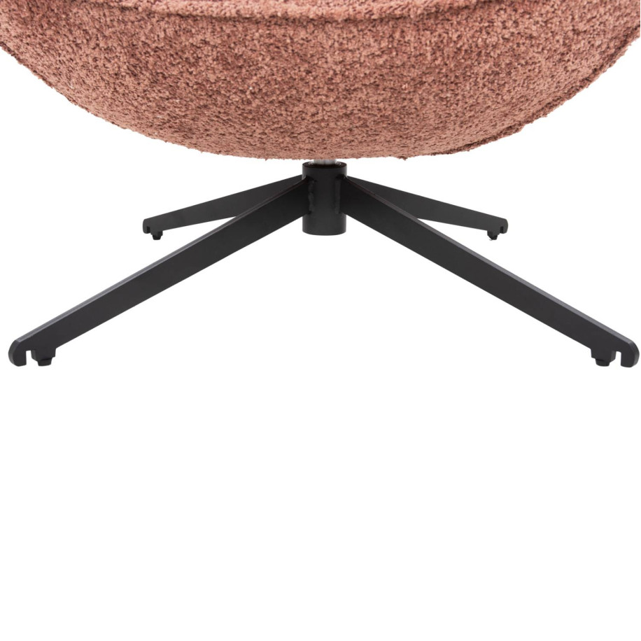 ARMCHAIR SWIVEL BRYNN HM9594.02 PINK BOUCLE FABRIC-BLACK METAL BASE 88x76x88Hcm.