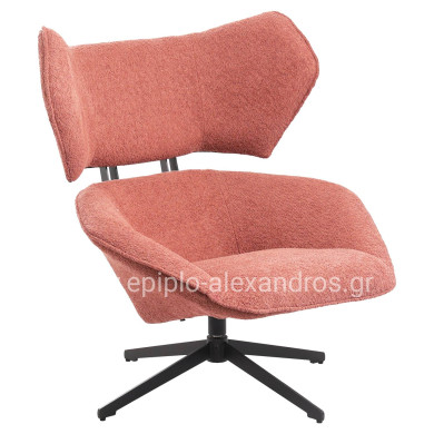 ARMCHAIR SWIVEL BRYLL HM9597.02 PINK BOUCLE-BLACK METAL BASE 86x90x97Hcm.