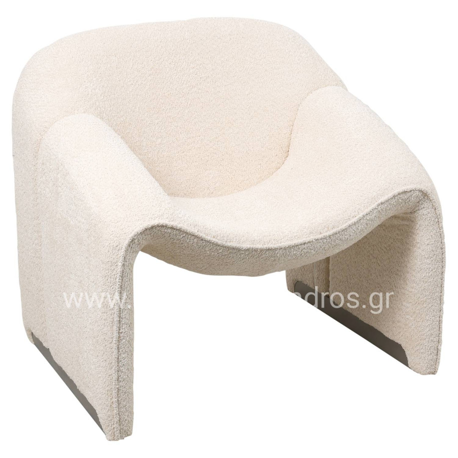 ARMCHAIR SPINER HM9599.06 ECRU BOUCLE FABRIC 81x64x74Hcm.