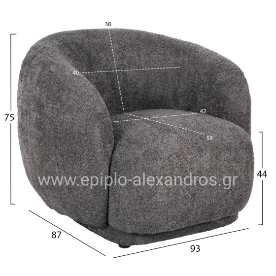 ΠΟΛΥΘΡΟΝΑ KARPEN HM9600.01 ΓΚΡΙ ΜΠΟΥΚΛΕ ΥΦΑΣΜΑ  93x87x78Υ εκ.