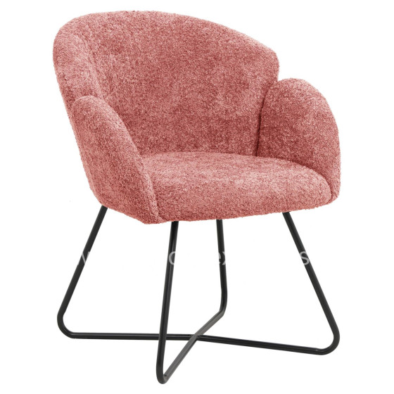 ARMCHAIR HARNIS HM9603.02 PINK BOUCLE-BLACK METAL BASE 59.5x64x77Hcm.