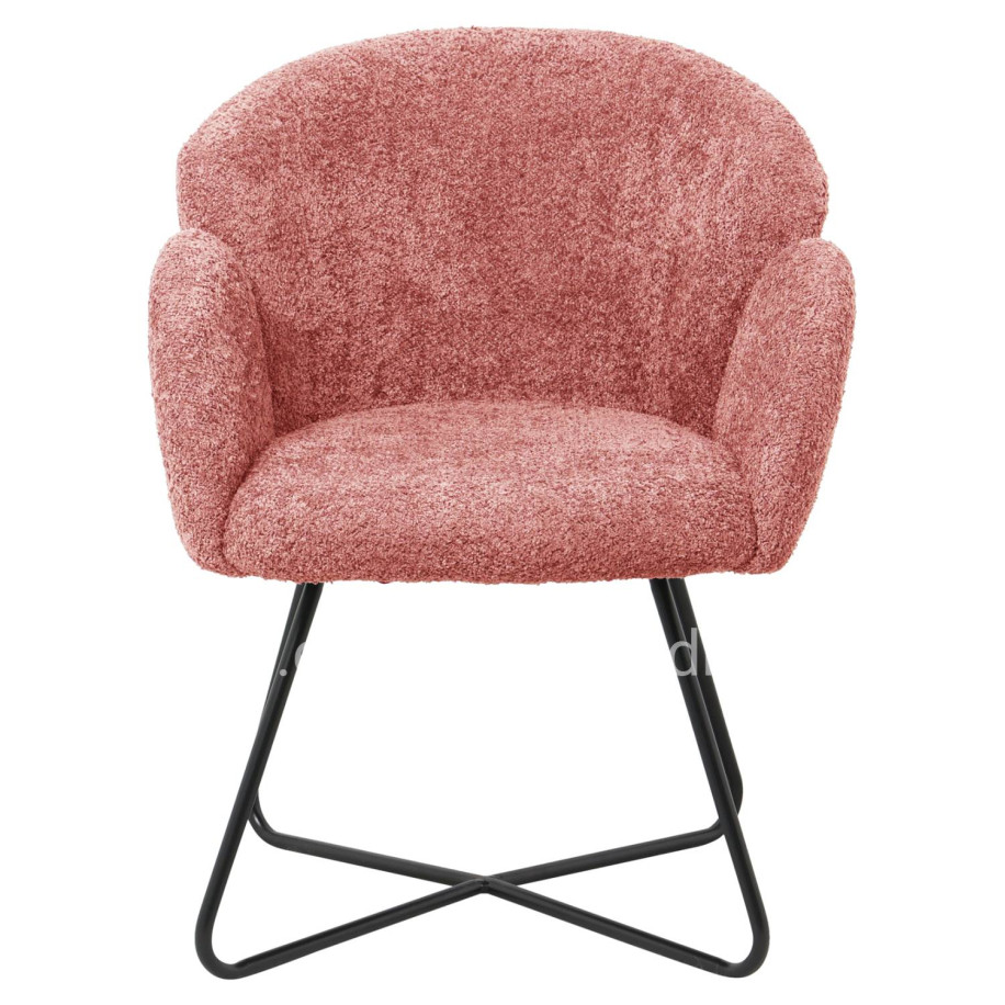 ARMCHAIR HARNIS HM9603.02 PINK BOUCLE-BLACK METAL BASE 59.5x64x77Hcm.