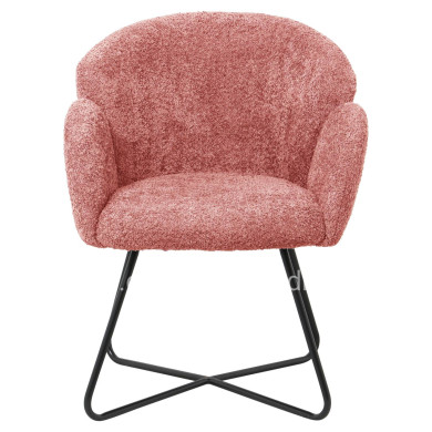 ARMCHAIR HARNIS HM9603.02 PINK BOUCLE-BLACK METAL BASE 59.5x64x77Hcm.