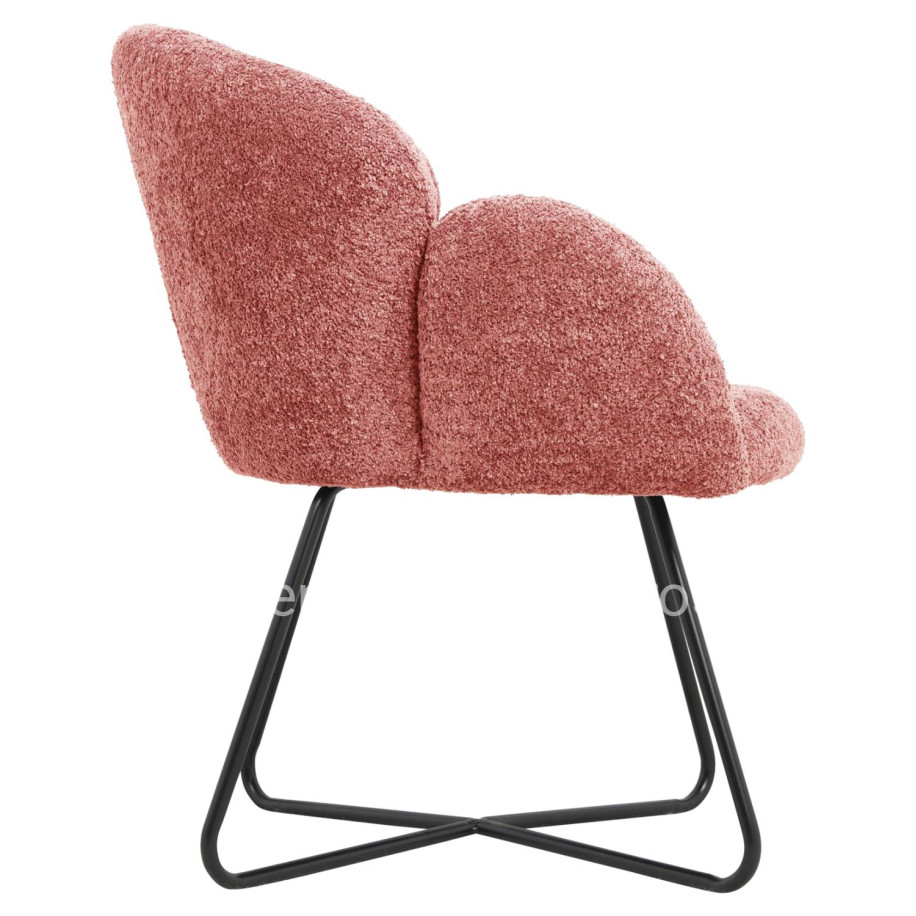 ARMCHAIR HARNIS HM9603.02 PINK BOUCLE-BLACK METAL BASE 59.5x64x77Hcm.