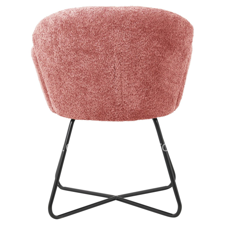 ARMCHAIR HARNIS HM9603.02 PINK BOUCLE-BLACK METAL BASE 59.5x64x77Hcm.
