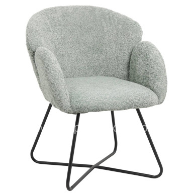 ARMCHAIR HARNIS HM9603.05 PISTACHIO GREEN BOUCLE-BLACK METAL BASE 59.5x64x77Hcm.