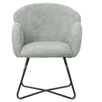 ARMCHAIR HARNIS HM9603.05 PISTACHIO GREEN BOUCLE-BLACK METAL BASE 59.5x64x77Hcm.