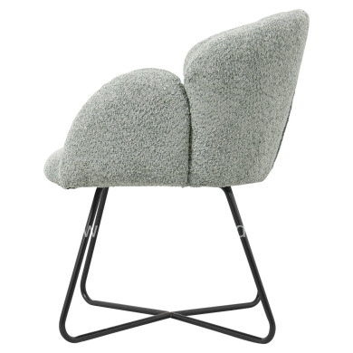 ARMCHAIR HARNIS HM9603.05 PISTACHIO GREEN BOUCLE-BLACK METAL BASE 59.5x64x77Hcm.