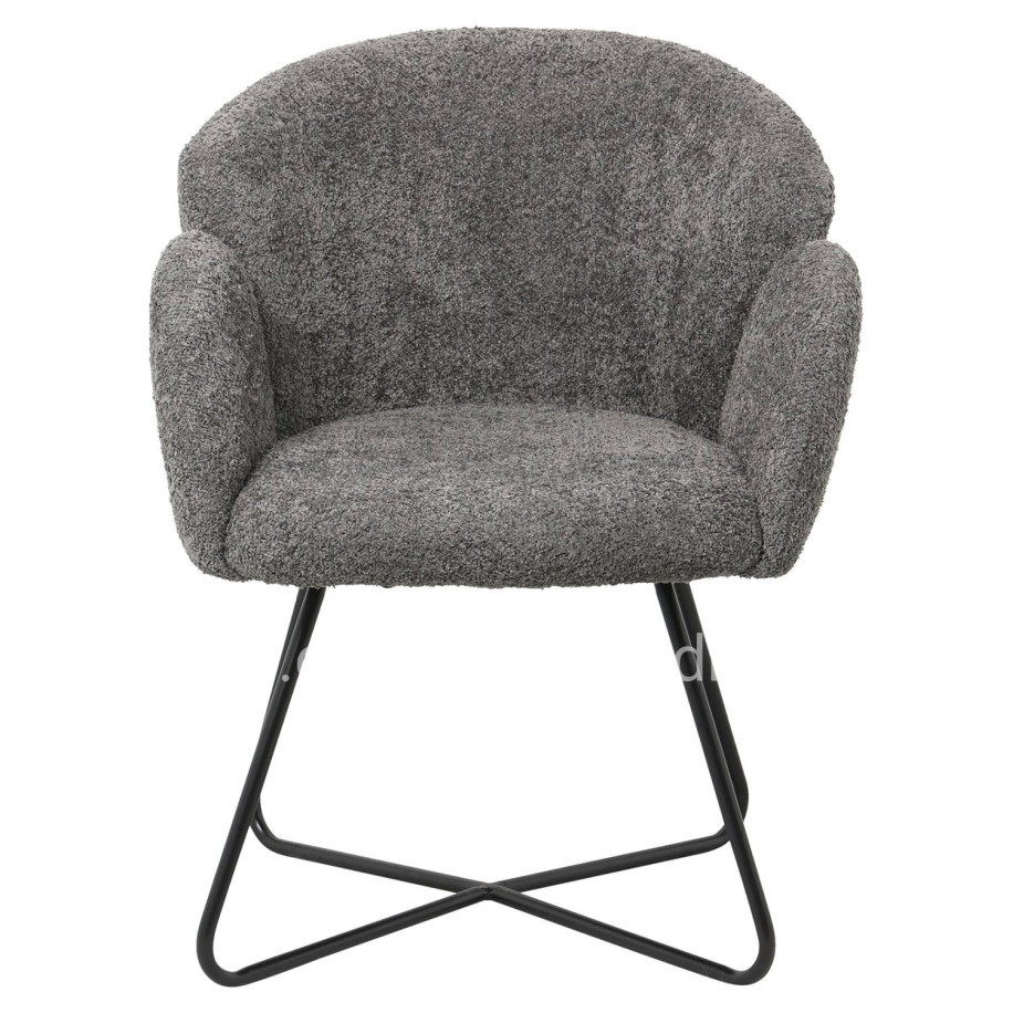 ARMCHAIR HARNIS HM9603.01 GREY BOUCLE-BLACK METAL BASE 59,5x64x77Hcm.