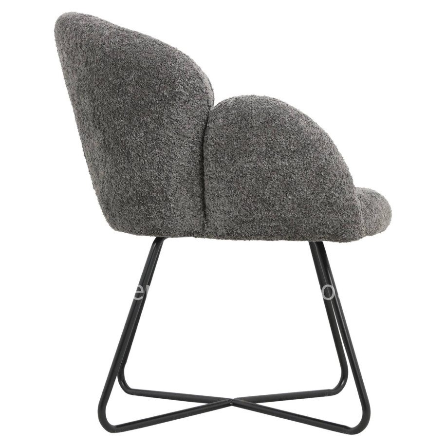 ARMCHAIR HARNIS HM9603.01 GREY BOUCLE-BLACK METAL BASE 59,5x64x77Hcm.