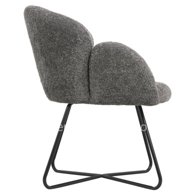 ARMCHAIR HARNIS HM9603.01 GREY BOUCLE-BLACK METAL BASE 59,5x64x77Hcm.