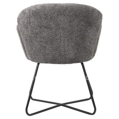 ARMCHAIR HARNIS HM9603.01 GREY BOUCLE-BLACK METAL BASE 59,5x64x77Hcm.