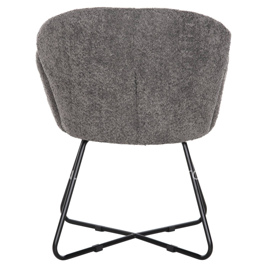 ARMCHAIR HARNIS HM9603.01 GREY BOUCLE-BLACK METAL BASE 59,5x64x77Hcm.