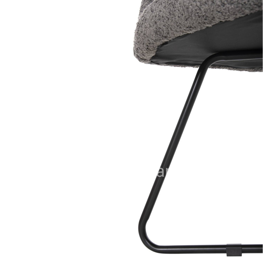 ARMCHAIR HARNIS HM9603.01 GREY BOUCLE-BLACK METAL BASE 59,5x64x77Hcm.