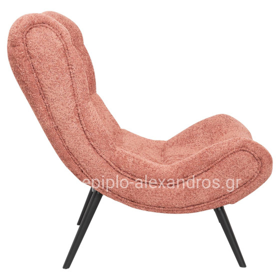 ΠΟΛΥΘΡΟΝΑ BRYM HM9605.02 ΡΟΖ ΜΠΟΥΚΛΕ ΥΦΑΣΜΑ-ΜΑΥΡΑ ΞΥΛΙΝΑ ΠΟΔΙΑ 97x80x100Υ εκ.