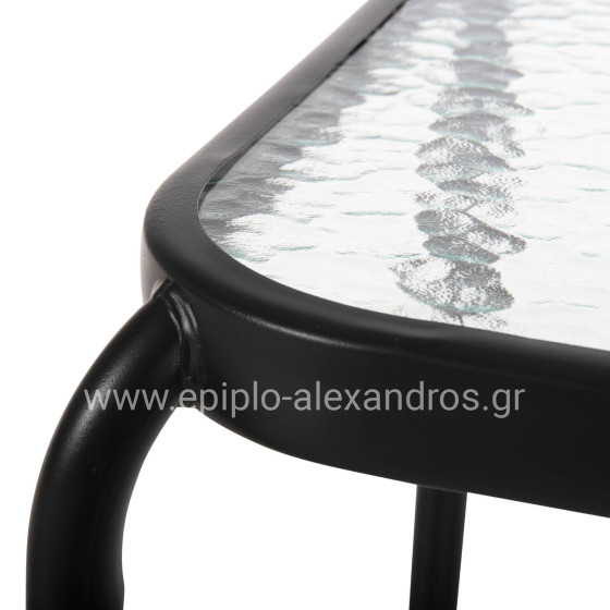 ΤΡΑΠΕΖΑΚΙ ΒΟΗΘΗΤΙΚΟ ΕΞ.ΧΩΡΟΥ ΤΕΤΡΑΓΩΝΟ DIDO HM5975.01 ΑΝΘΡΑΚΙ ΜΕΤΑΛΛΟ-ΓΥΑΛΙ 41x41x43Υεκ