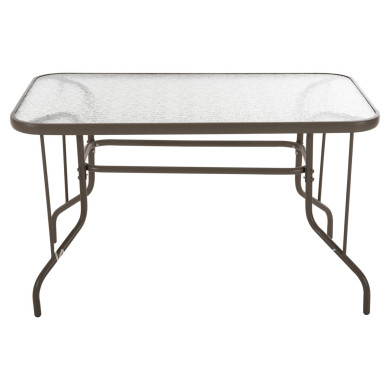 OUTDOOR METALLIC TABLE ADAM HM5679.04 CHAMPAGNE COLOR WITH REINFORCED GLASS TOP 120Χ70Χ71Hcm.