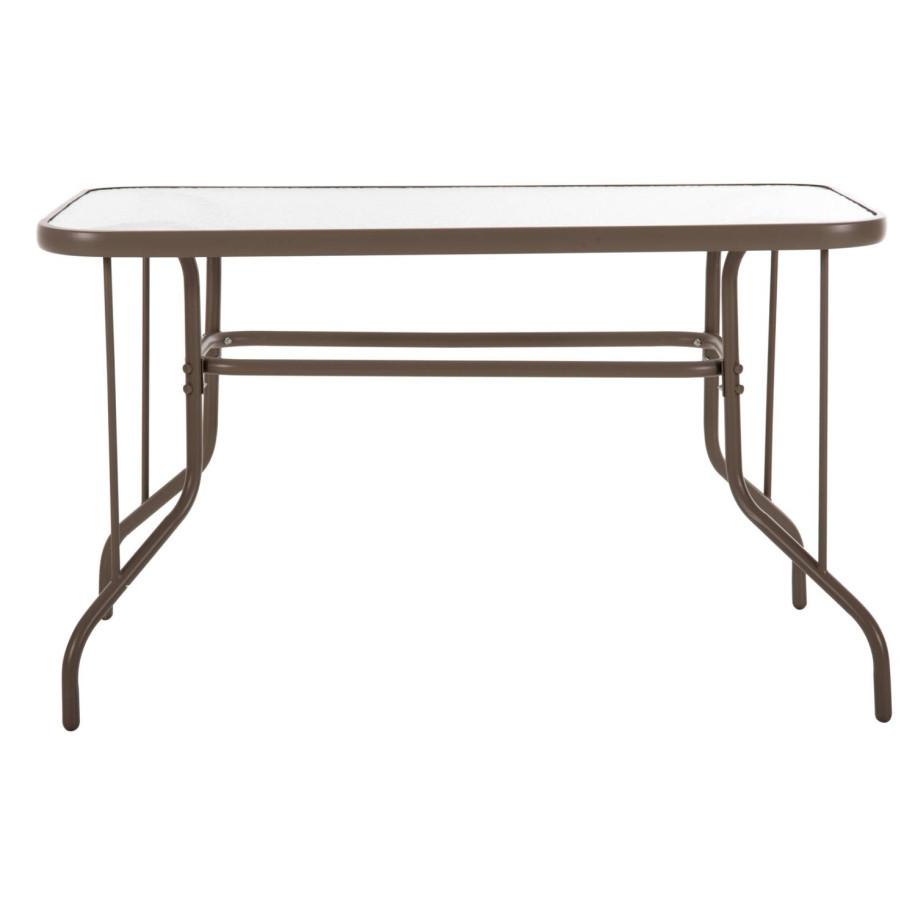 OUTDOOR METALLIC TABLE ADAM HM5679.04 CHAMPAGNE COLOR WITH REINFORCED GLASS TOP 120Χ70Χ71Hcm.