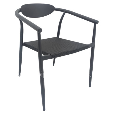 ARMCHAIR SERLY HM6052.02 BLACK ALUMINUM-BLACK TEXTILENE 56x61x74,5Hcm.