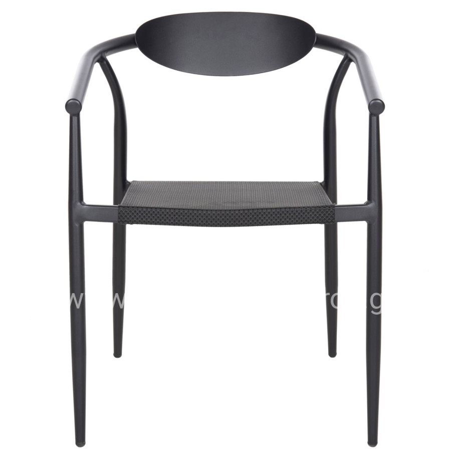 ARMCHAIR SERLY HM6052.02 BLACK ALUMINUM-BLACK TEXTILENE 56x61x74,5Hcm.