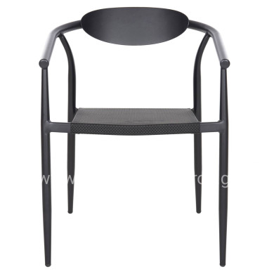 ARMCHAIR SERLY HM6052.02 BLACK ALUMINUM-BLACK TEXTILENE 56x61x74,5Hcm.
