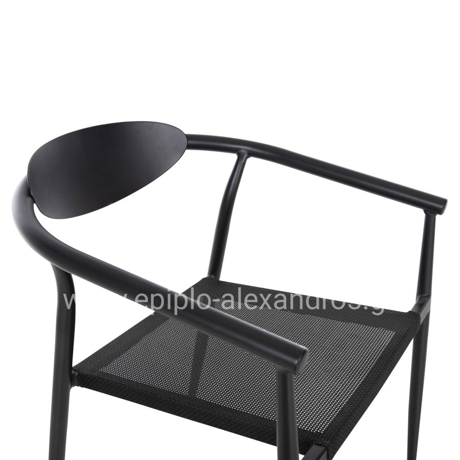 ARMCHAIR SERLY HM6052.02 BLACK ALUMINUM-BLACK TEXTILENE 56x61x74,5Hcm.
