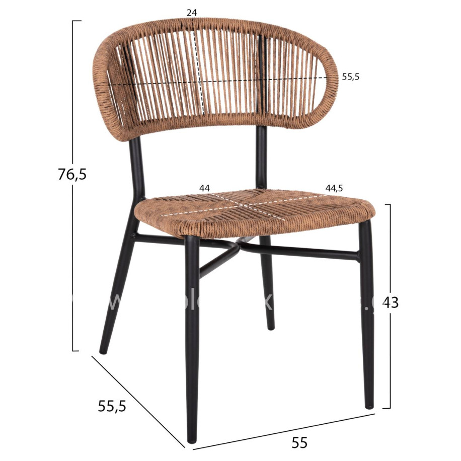 CHAIR EULO HM6049.02 ALUMINUM IN BLACK-SYNTHETIC RATTAN