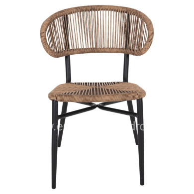 CHAIR EULO HM6049.02 ALUMINUM IN BLACK-SYNTHETIC RATTAN