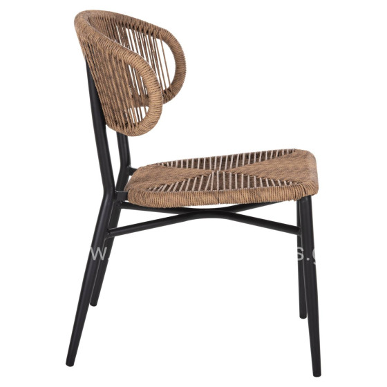CHAIR EULO HM6049.02 ALUMINUM IN BLACK-SYNTHETIC RATTAN