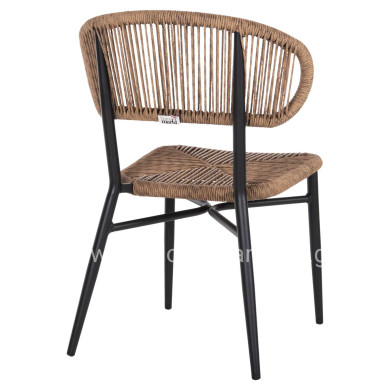 CHAIR EULO HM6049.02 ALUMINUM IN BLACK-SYNTHETIC RATTAN