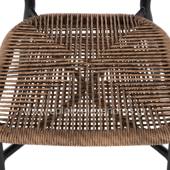 CHAIR EULO HM6049.02 ALUMINUM IN BLACK-SYNTHETIC RATTAN