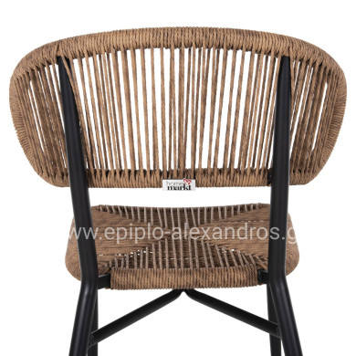 CHAIR EULO HM6049.02 ALUMINUM IN BLACK-SYNTHETIC RATTAN