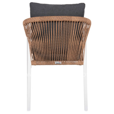 ARMCHAIR MAERLY HM6051.01 WHITE ALUMINUM-ANTHRACITE CUSHIONS-P.E.RATTAN IN LIGHT BROWN 55,5x62,5x85Hcm.