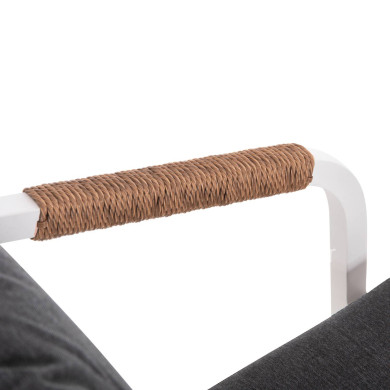 ARMCHAIR MAERLY HM6051.01 WHITE ALUMINUM-ANTHRACITE CUSHIONS-P.E.RATTAN IN LIGHT BROWN 55,5x62,5x85Hcm.