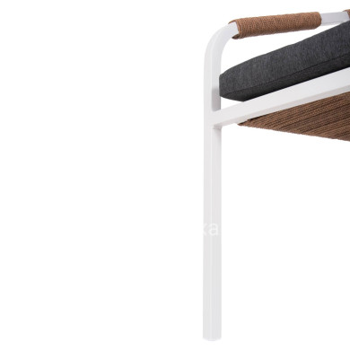 ARMCHAIR MAERLY HM6051.01 WHITE ALUMINUM-ANTHRACITE CUSHIONS-P.E.RATTAN IN LIGHT BROWN 55,5x62,5x85Hcm.