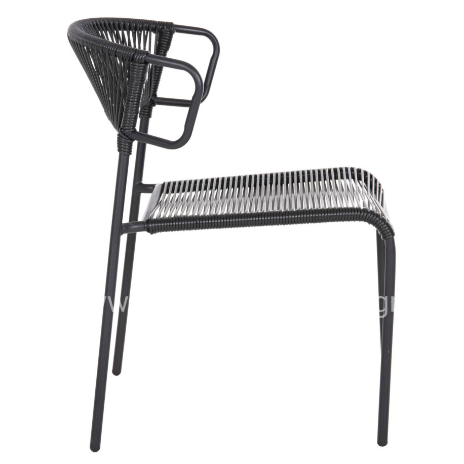 CHAIR SUKI HM6053.02 METAL AND SYNTHETIC RATTAN IN BLACK COLOR 54x62x80Hcm.
