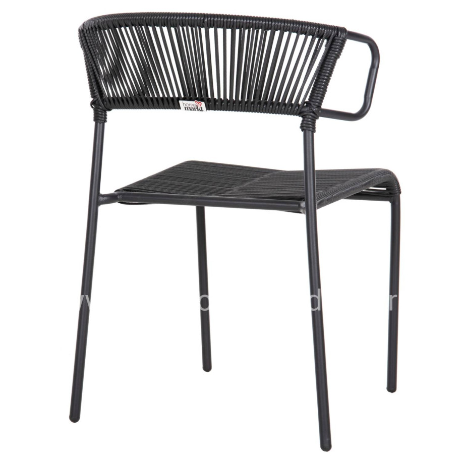 CHAIR SUKI HM6053.02 METAL AND SYNTHETIC RATTAN IN BLACK COLOR 54x62x80Hcm.