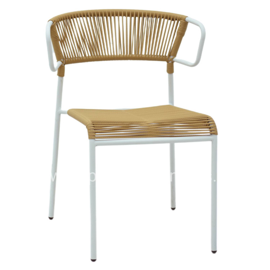 CHAIR SUKI HM6053.01 METAL IN WHITE AND SYNTHETIC RATTAN IN NATURAL COLOR 54x62x80Hcm.
