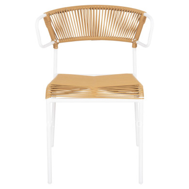 CHAIR SUKI HM6053.01 METAL IN WHITE AND SYNTHETIC RATTAN IN NATURAL COLOR 54x62x80Hcm.