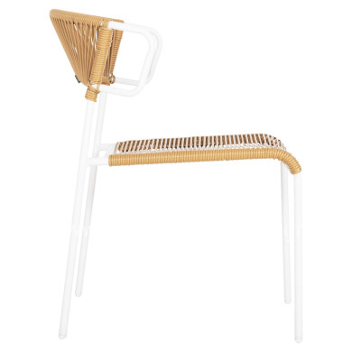 CHAIR SUKI HM6053.01 METAL IN WHITE AND SYNTHETIC RATTAN IN NATURAL COLOR 54x62x80Hcm.